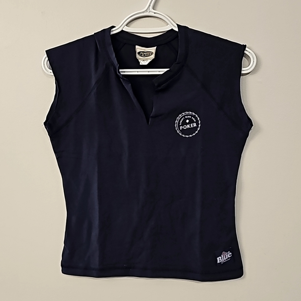 Vtg Labatt Blue poker crop top dark blue ladies small